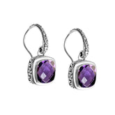 AE-6086-AM Sterling Silver Earring With Amethyst Q. Jewelry Bali Designs Inc